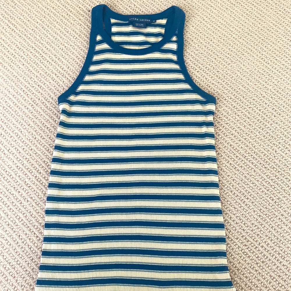 Ralph Lauren blue label striped racer back tank size M